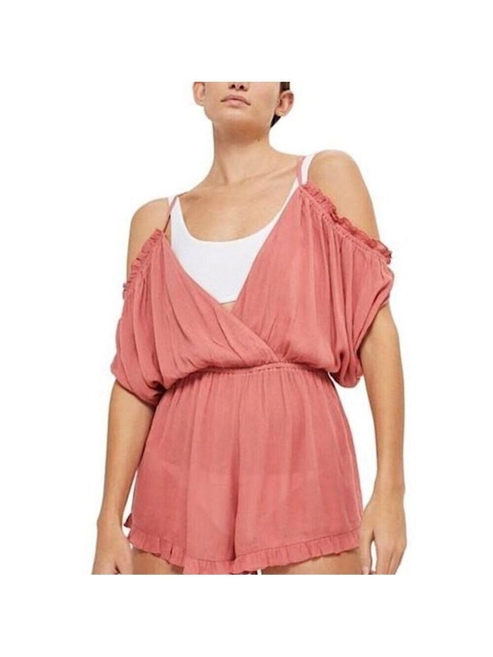Women’s Topshop Coral Romper Cover Up Small!